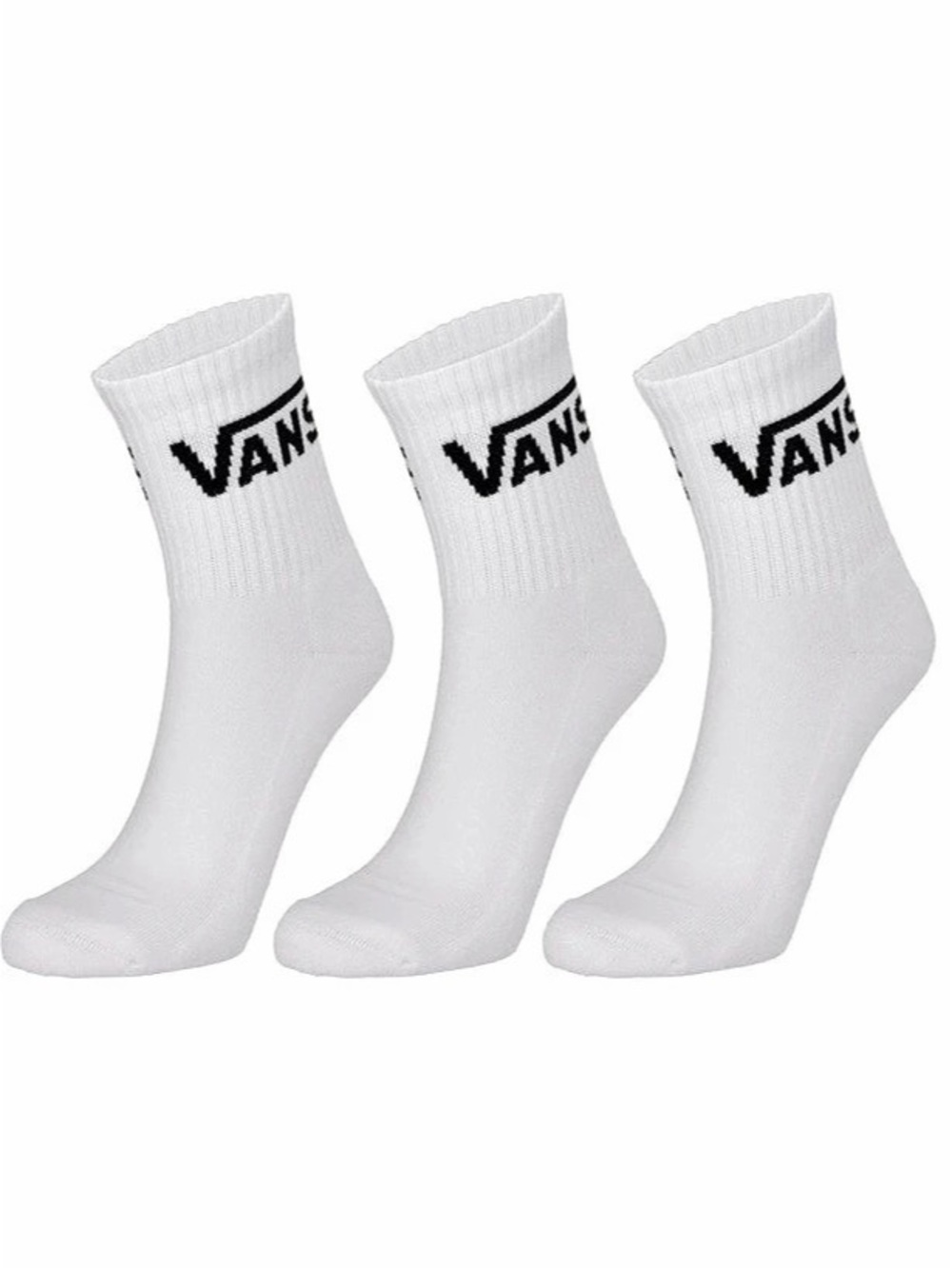 Vans Classic Half Crew Socks 3-Pack White & Black Size US 9.5-13